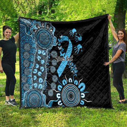 Prostate Cancer Awareness Personalised Quilt Aboriginal Ribbon Dot Painting