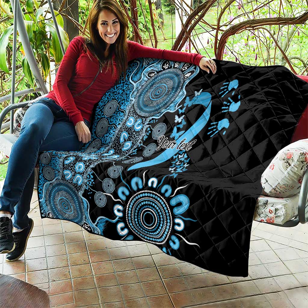 Prostate Cancer Awareness Personalised Quilt Aboriginal Ribbon Dot Painting