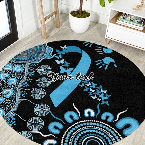 Prostate Cancer Awareness Personalised Round Carpet Aboriginal Ribbon Dot Painting