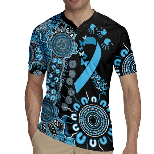 Prostate Cancer Awareness Personalised Rugby Jersey Aboriginal Ribbon Dot Painting