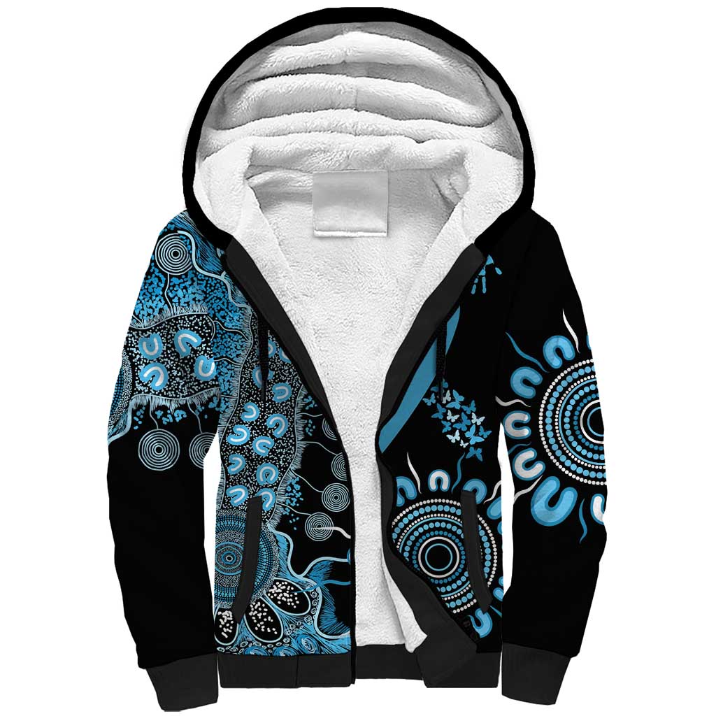 Prostate Cancer Awareness Personalised Sherpa Hoodie Aboriginal Ribbon Dot Painting