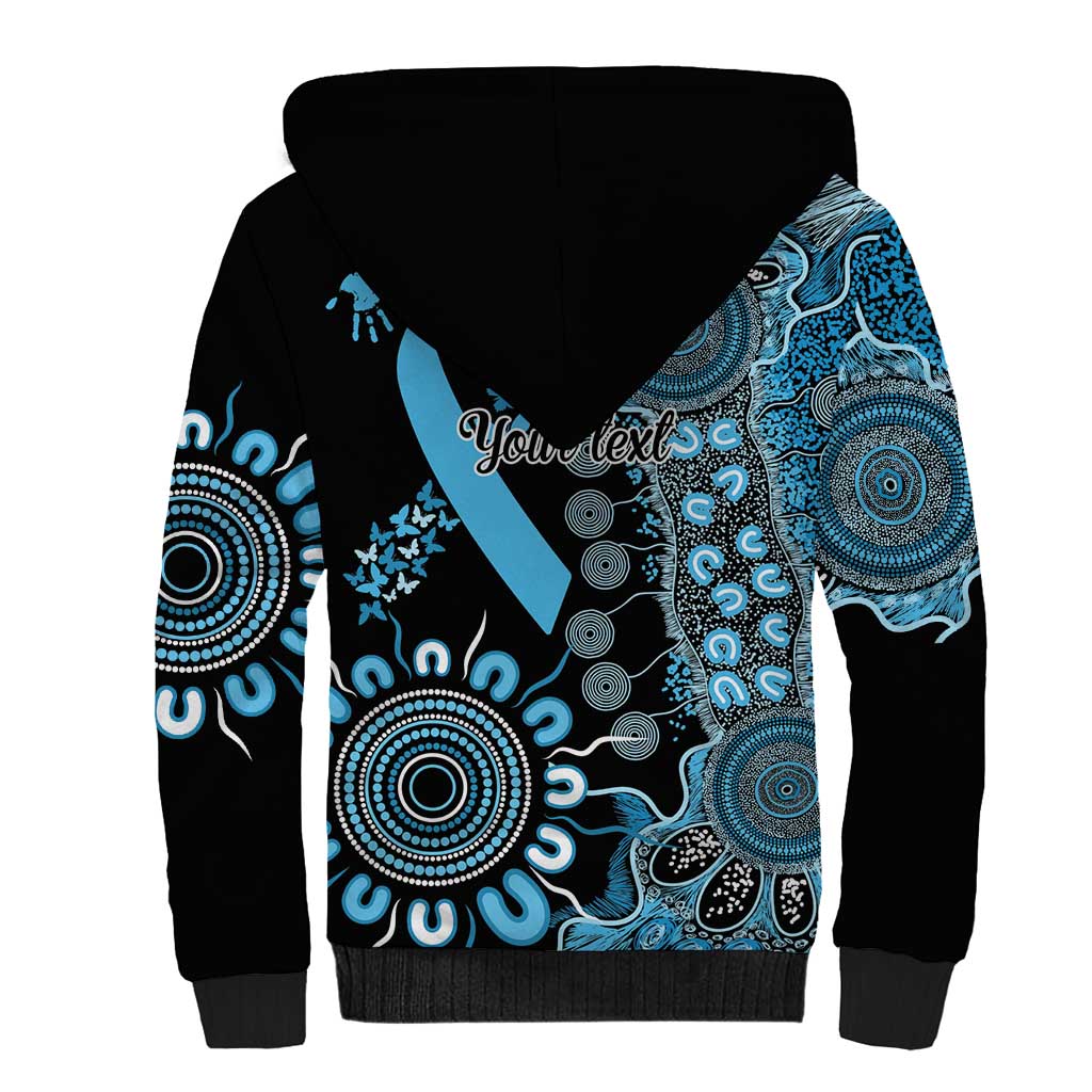 Prostate Cancer Awareness Personalised Sherpa Hoodie Aboriginal Ribbon Dot Painting