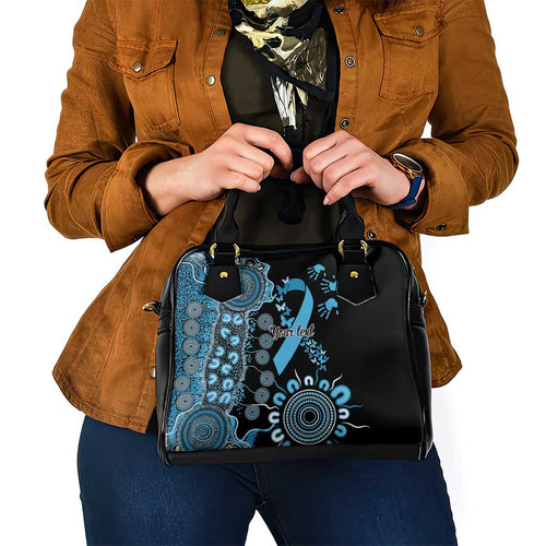 Prostate Cancer Awareness Personalised Shoulder Handbag Aboriginal Ribbon Dot Painting