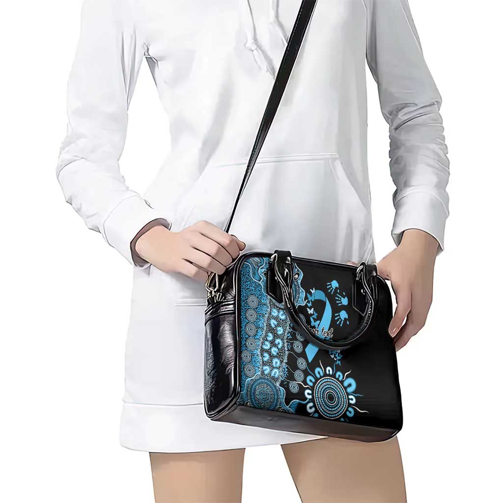 Prostate Cancer Awareness Personalised Shoulder Handbag Aboriginal Ribbon Dot Painting