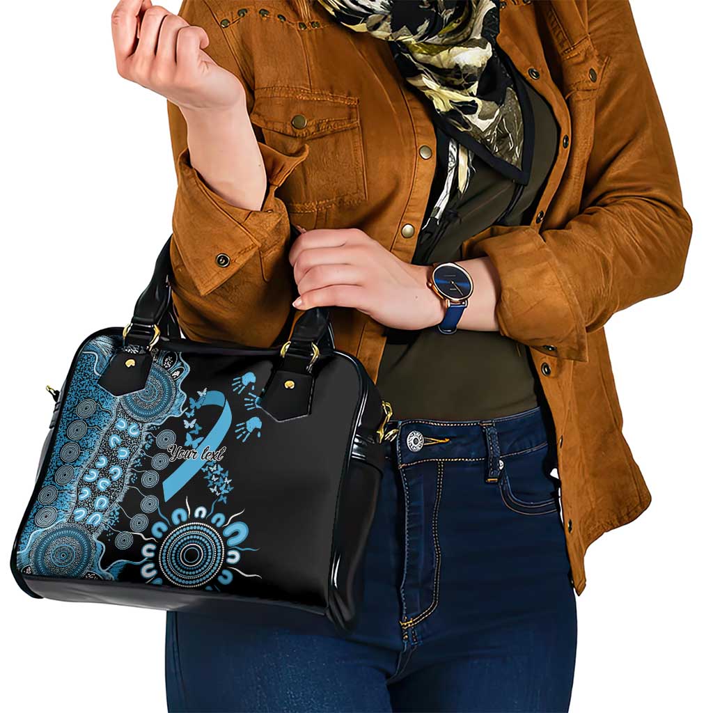 Prostate Cancer Awareness Personalised Shoulder Handbag Aboriginal Ribbon Dot Painting