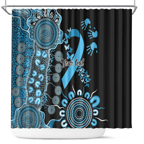 Prostate Cancer Awareness Personalised Shower Curtain Aboriginal Ribbon Dot Painting