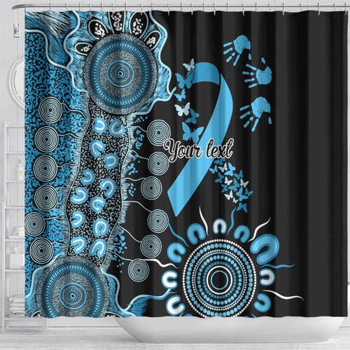 Prostate Cancer Awareness Personalised Shower Curtain Aboriginal Ribbon Dot Painting