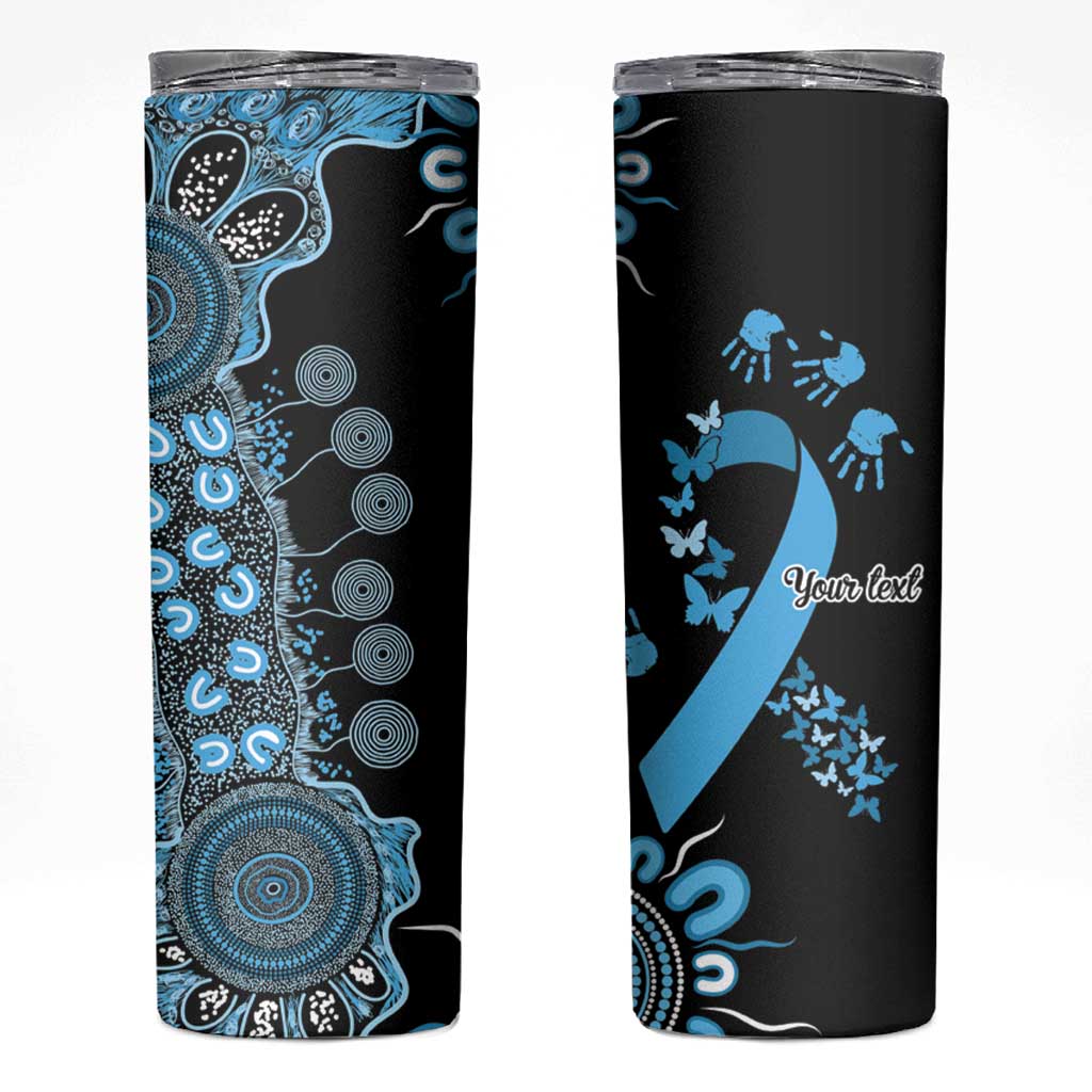 Prostate Cancer Awareness Personalised Skinny Tumbler Aboriginal Ribbon Dot Painting