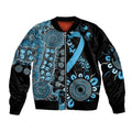 Prostate Cancer Awareness Personalised Sleeve Zip Bomber Jacket Aboriginal Ribbon Dot Painting
