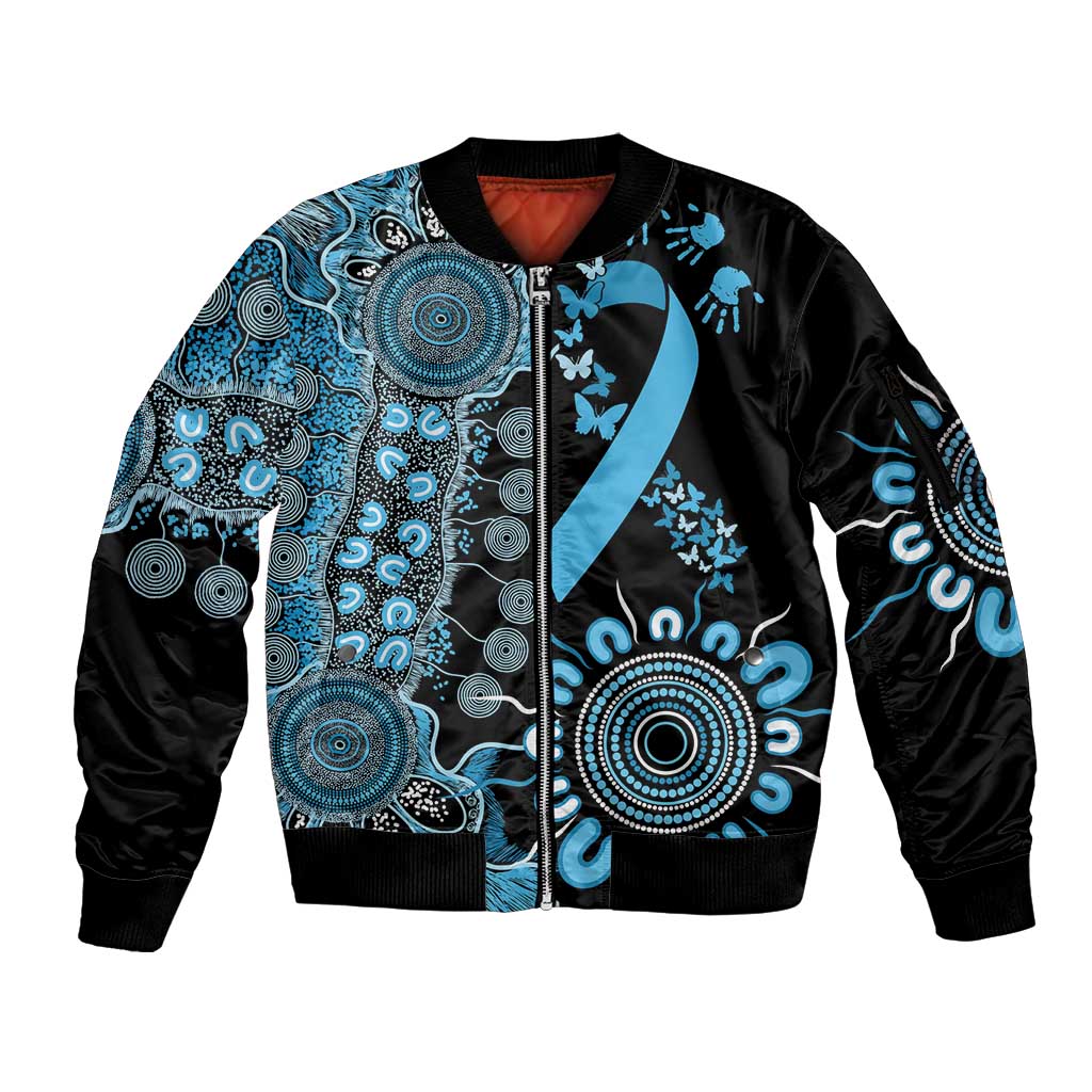 Prostate Cancer Awareness Personalised Sleeve Zip Bomber Jacket Aboriginal Ribbon Dot Painting