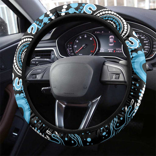 Prostate Cancer Awareness Steering Wheel Cover Aboriginal Ribbon Dot Painting