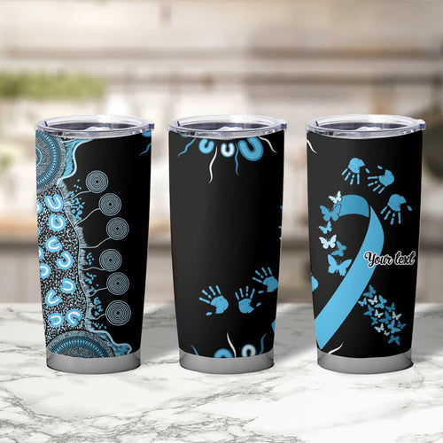 Prostate Cancer Awareness Personalised Tumbler Cup Aboriginal Ribbon Dot Painting