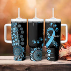 Prostate Cancer Awareness Personalised Tumbler With Handle Aboriginal Ribbon Dot Painting