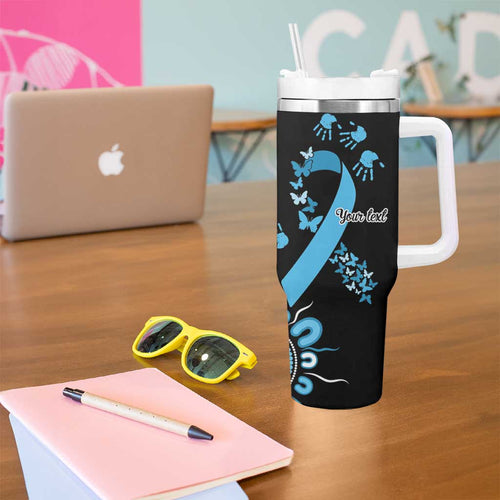 Prostate Cancer Awareness Personalised Tumbler With Handle Aboriginal Ribbon Dot Painting