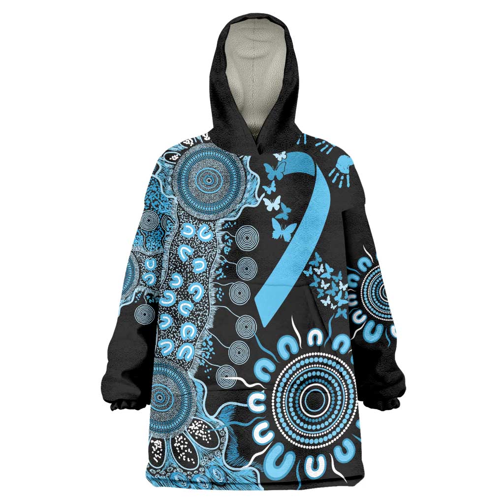 Prostate Cancer Awareness Personalised Wearable Blanket Hoodie Aboriginal Ribbon Dot Painting