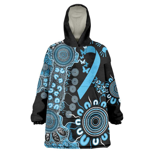 Prostate Cancer Awareness Personalised Wearable Blanket Hoodie Aboriginal Ribbon Dot Painting