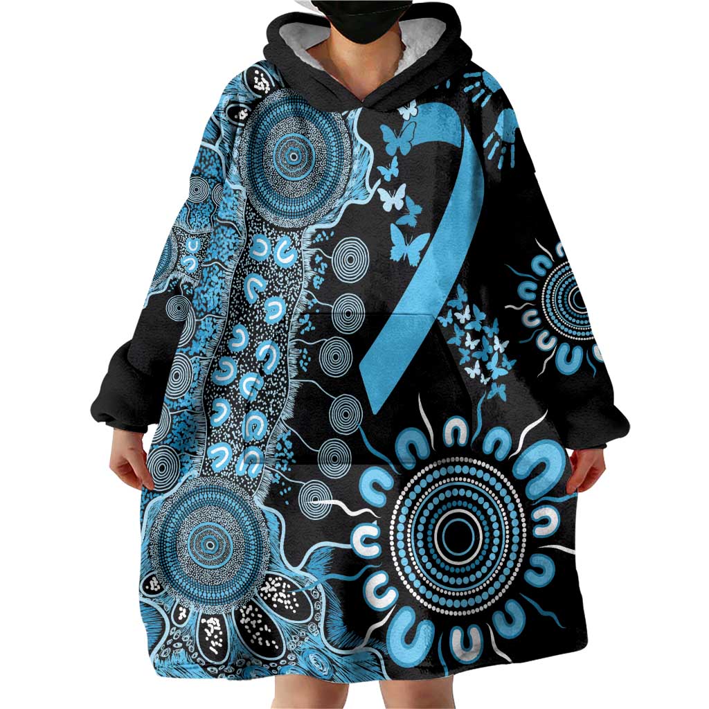 Prostate Cancer Awareness Personalised Wearable Blanket Hoodie Aboriginal Ribbon Dot Painting