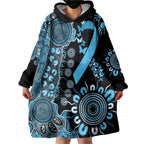 Prostate Cancer Awareness Personalised Wearable Blanket Hoodie Aboriginal Ribbon Dot Painting