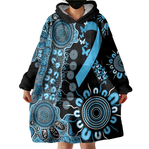 Prostate Cancer Awareness Personalised Wearable Blanket Hoodie Aboriginal Ribbon Dot Painting