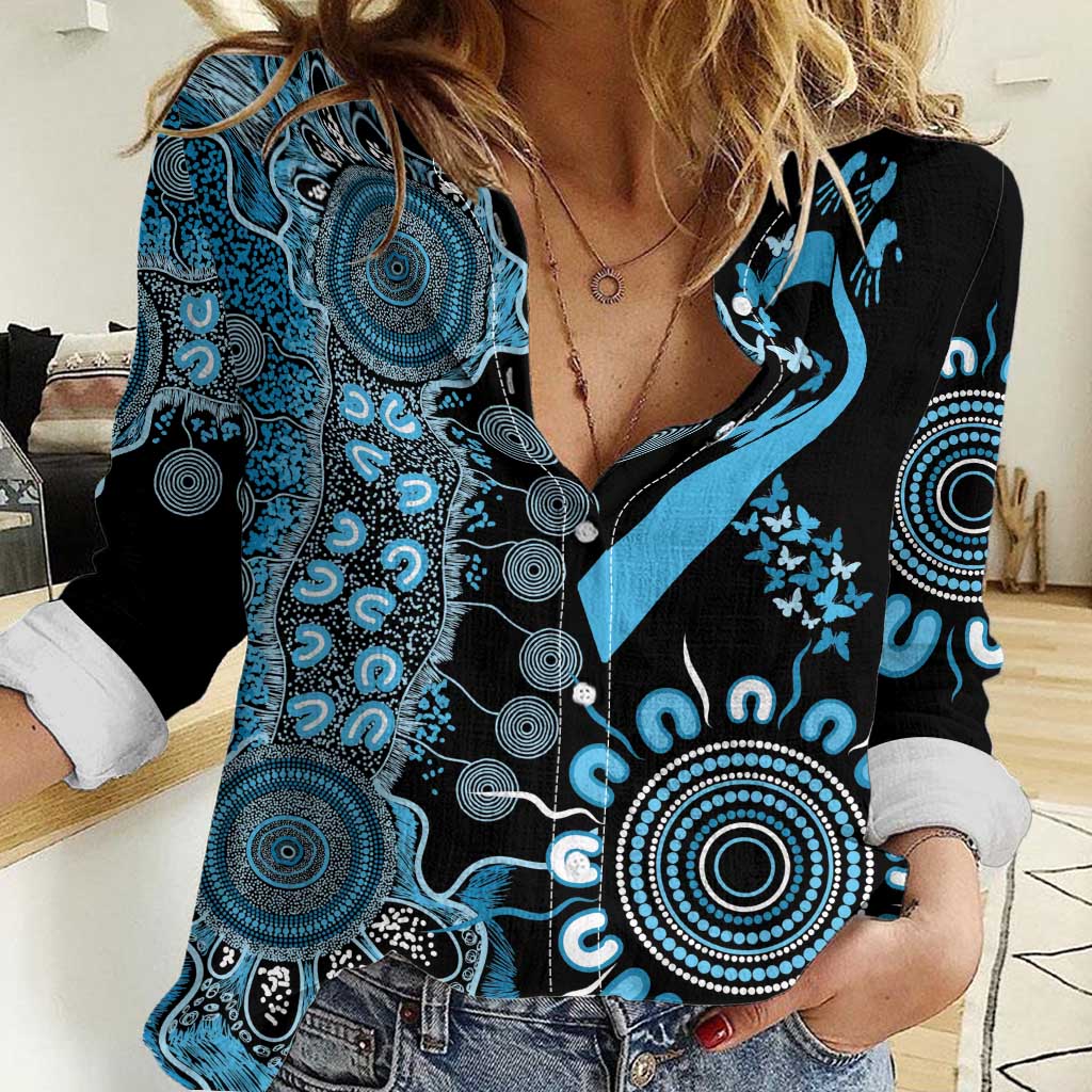 Prostate Cancer Awareness Personalised Women Casual Shirt Aboriginal Ribbon Dot Painting