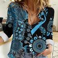 Prostate Cancer Awareness Personalised Women Casual Shirt Aboriginal Ribbon Dot Painting
