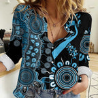 Prostate Cancer Awareness Personalised Women Casual Shirt Aboriginal Ribbon Dot Painting
