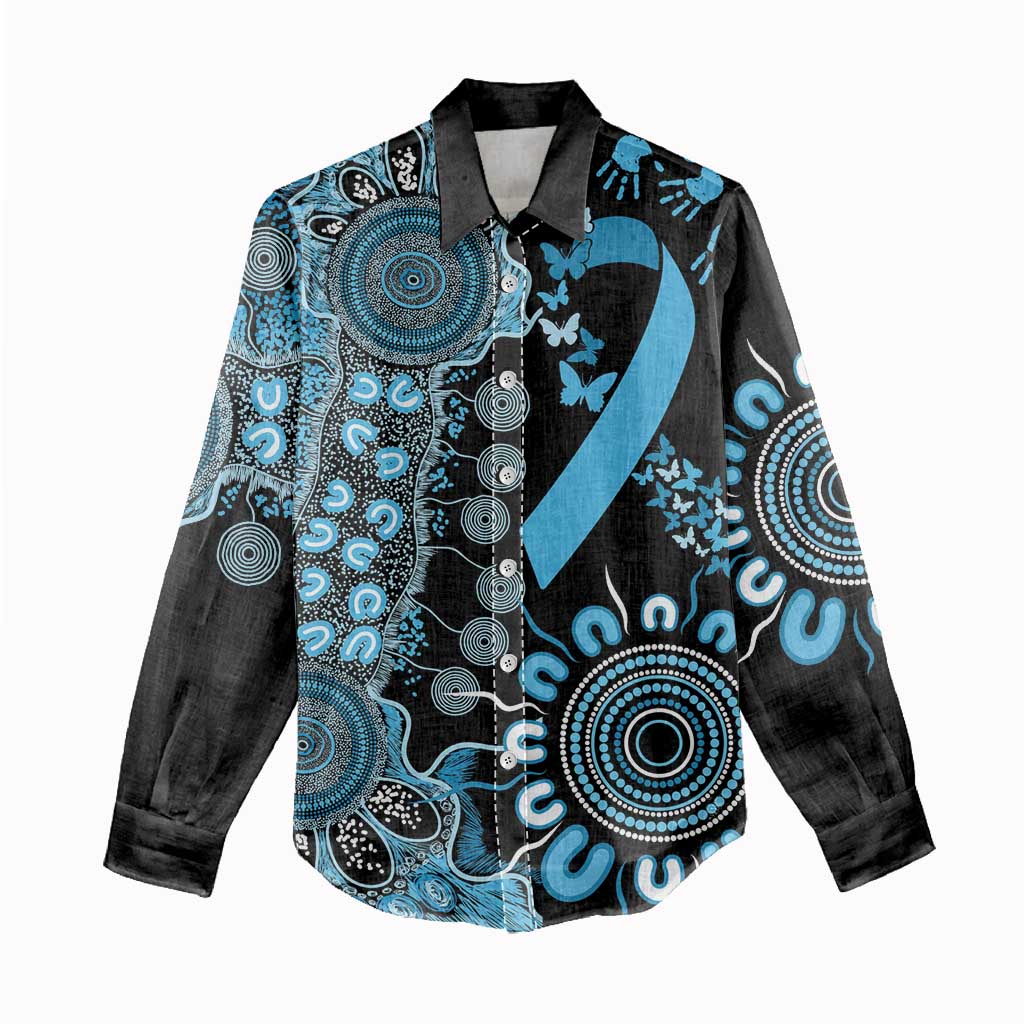 Prostate Cancer Awareness Personalised Women Casual Shirt Aboriginal Ribbon Dot Painting