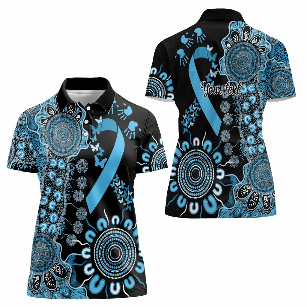 Prostate Cancer Awareness Personalised Women Polo Shirt Aboriginal Ribbon Dot Painting