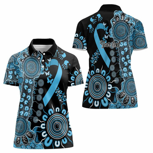 Prostate Cancer Awareness Personalised Women Polo Shirt Aboriginal Ribbon Dot Painting