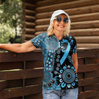 Prostate Cancer Awareness Personalised Women Polo Shirt Aboriginal Ribbon Dot Painting