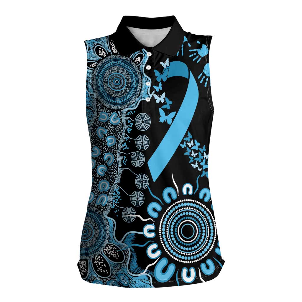 Prostate Cancer Awareness Personalised Women Sleeveless Polo Shirt Aboriginal Ribbon Dot Painting