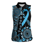 Prostate Cancer Awareness Personalised Women Sleeveless Polo Shirt Aboriginal Ribbon Dot Painting