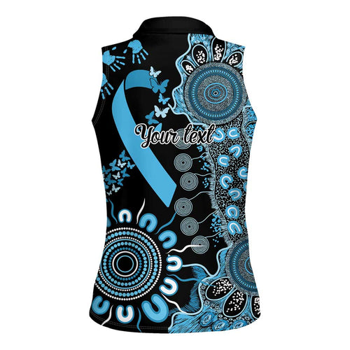 Prostate Cancer Awareness Personalised Women Sleeveless Polo Shirt Aboriginal Ribbon Dot Painting