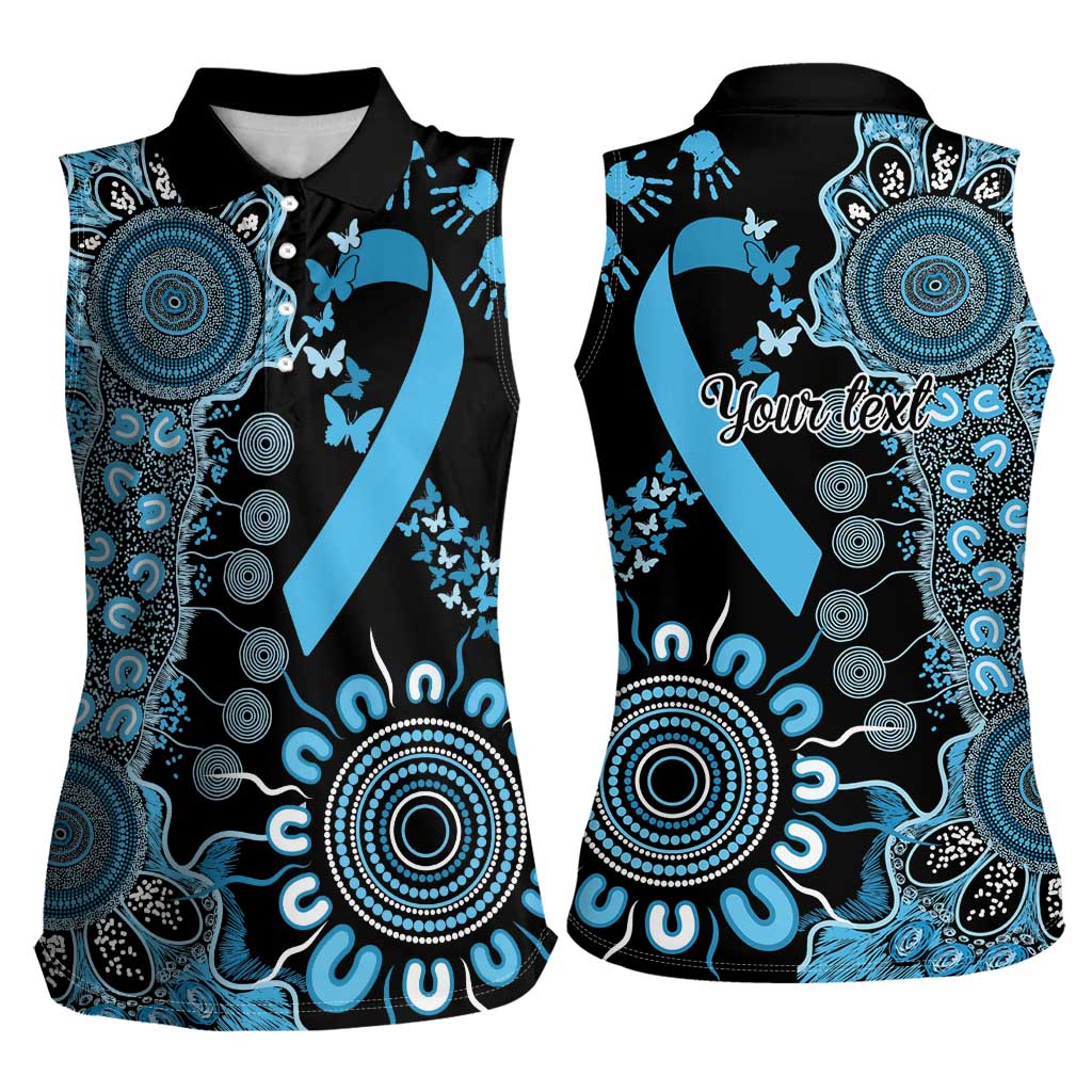 Prostate Cancer Awareness Personalised Women Sleeveless Polo Shirt Aboriginal Ribbon Dot Painting