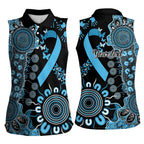 Prostate Cancer Awareness Personalised Women Sleeveless Polo Shirt Aboriginal Ribbon Dot Painting