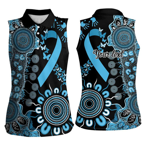 Prostate Cancer Awareness Personalised Women Sleeveless Polo Shirt Aboriginal Ribbon Dot Painting