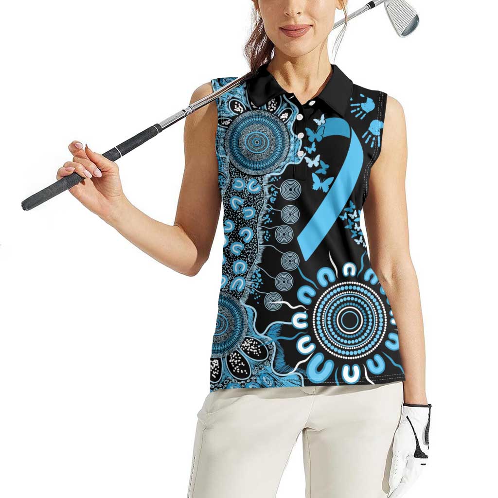 Prostate Cancer Awareness Personalised Women Sleeveless Polo Shirt Aboriginal Ribbon Dot Painting