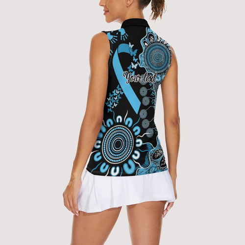 Prostate Cancer Awareness Personalised Women Sleeveless Polo Shirt Aboriginal Ribbon Dot Painting