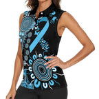 Prostate Cancer Awareness Personalised Women Sleeveless Polo Shirt Aboriginal Ribbon Dot Painting
