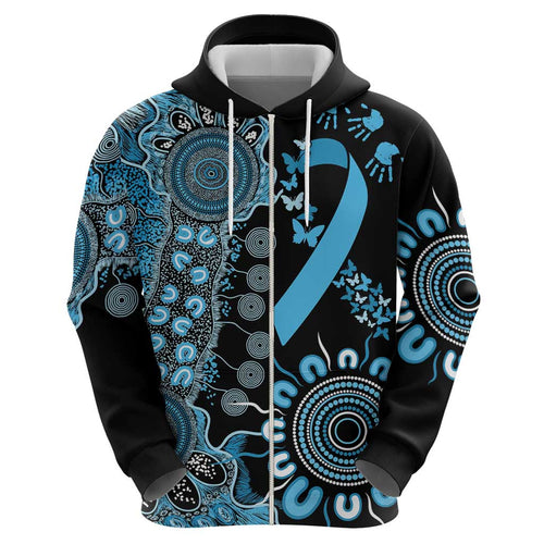 Prostate Cancer Awareness Personalised Zip Hoodie Aboriginal Ribbon Dot Painting