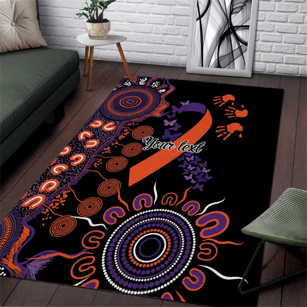 Psoriasis Awareness Personalised Area Rug Aboriginal Ribbon Dot Painting