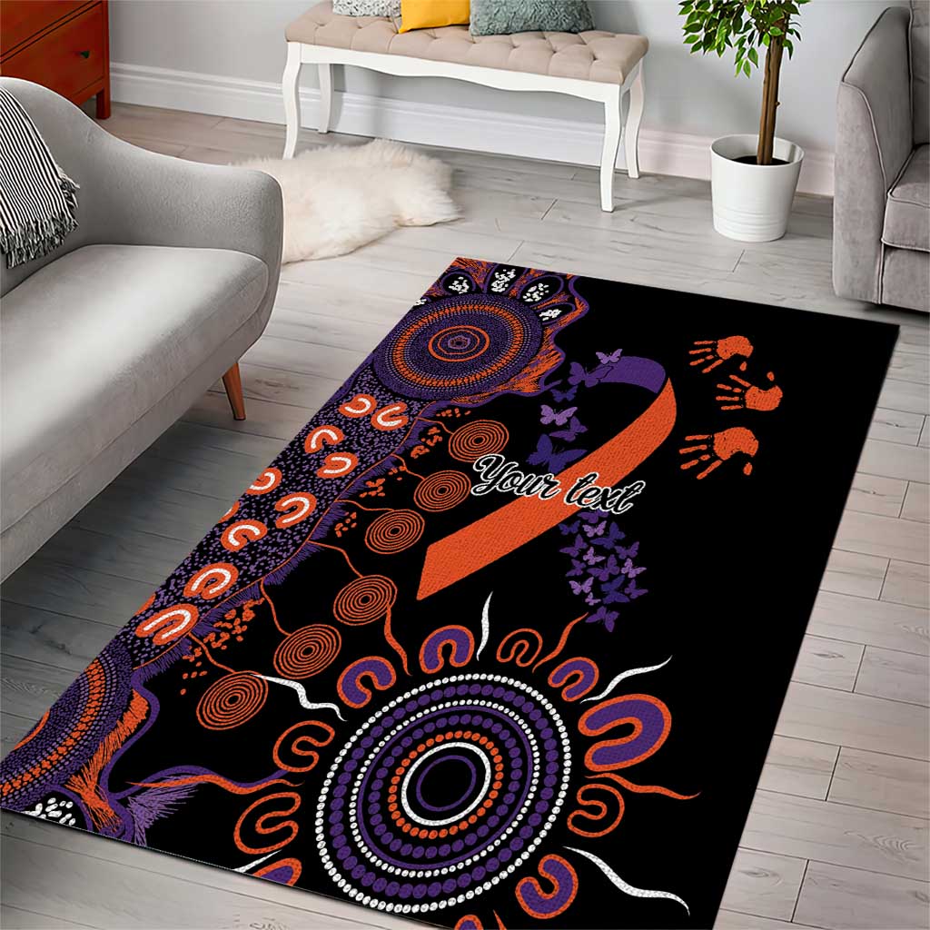 Psoriasis Awareness Personalised Area Rug Aboriginal Ribbon Dot Painting