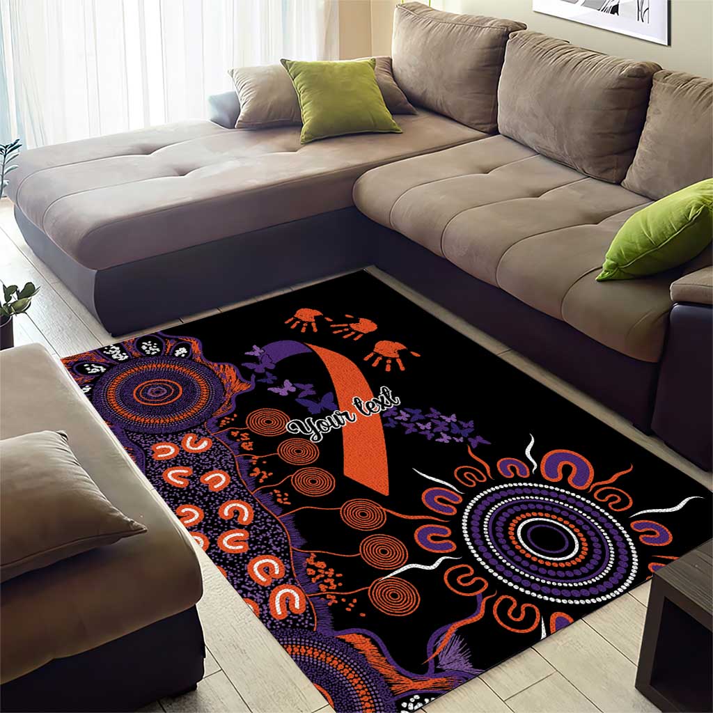 Psoriasis Awareness Personalised Area Rug Aboriginal Ribbon Dot Painting