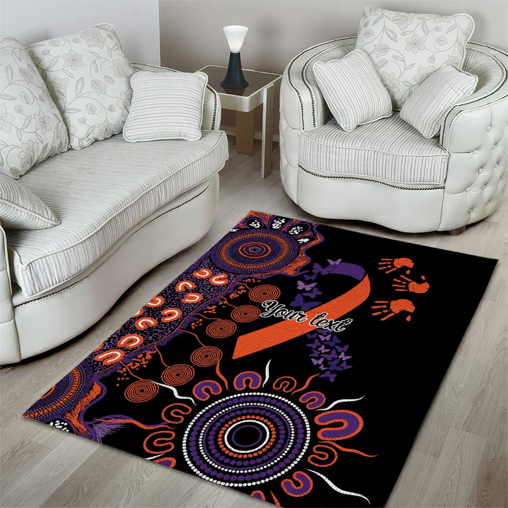 Psoriasis Awareness Personalised Area Rug Aboriginal Ribbon Dot Painting