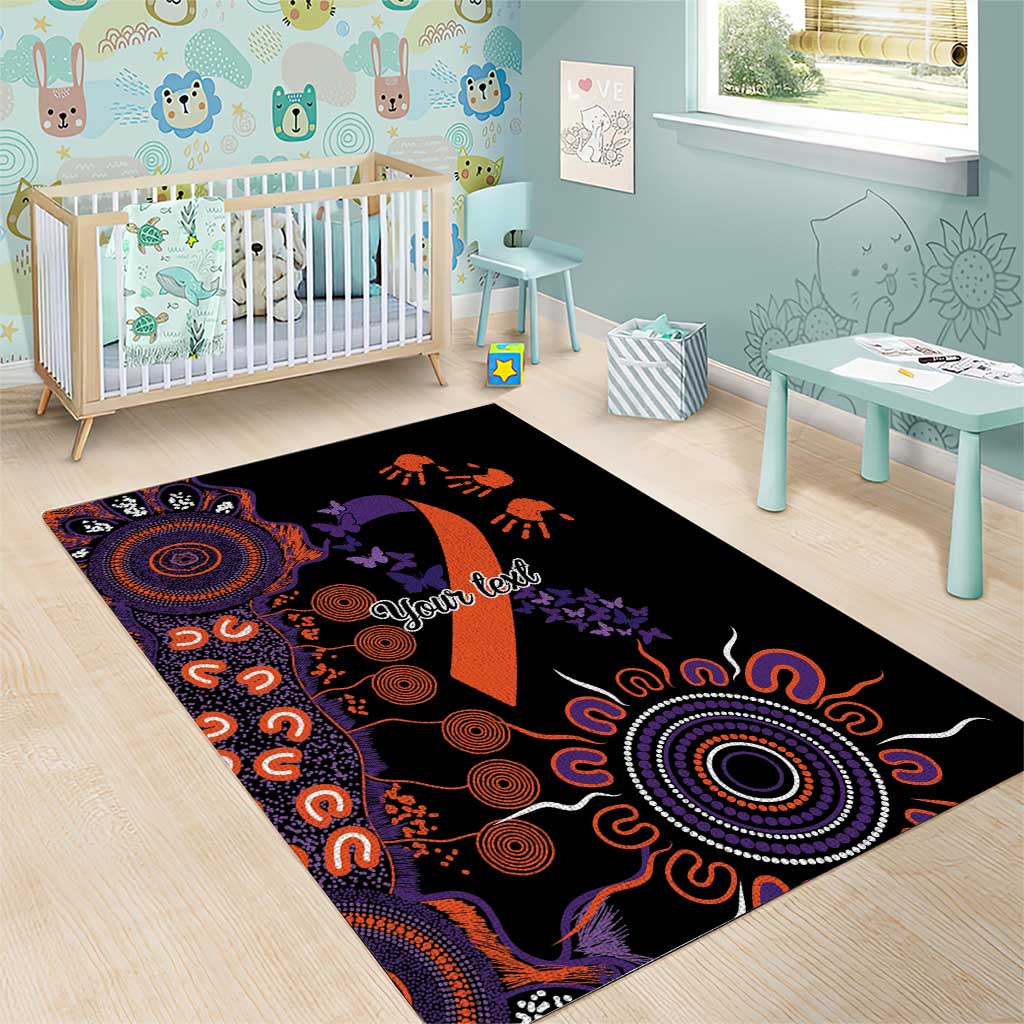 Psoriasis Awareness Personalised Area Rug Aboriginal Ribbon Dot Painting