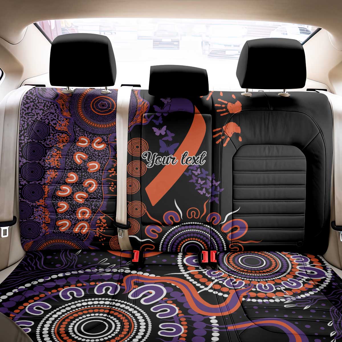 Psoriasis Awareness Personalised Back Car Seat Cover Aboriginal Ribbon Dot Painting