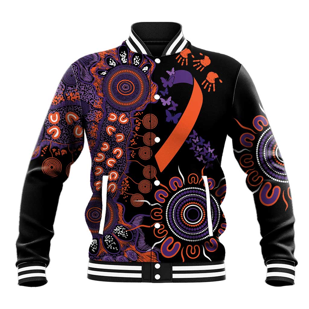 Psoriasis Awareness Personalised Baseball Jacket Aboriginal Ribbon Dot Painting