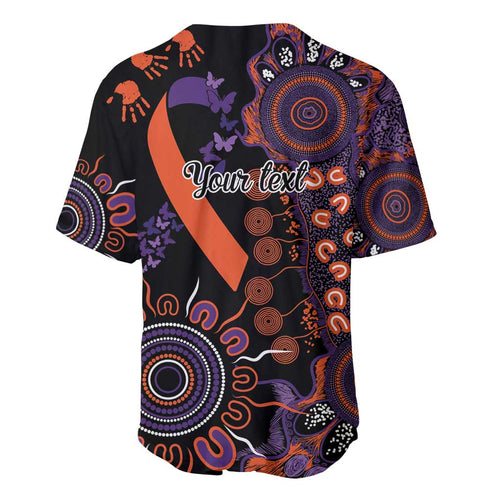 Psoriasis Awareness Personalised Baseball Jersey Aboriginal Ribbon Dot Painting