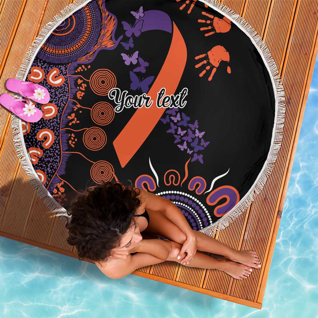 Psoriasis Awareness Personalised Beach Blanket Aboriginal Ribbon Dot Painting