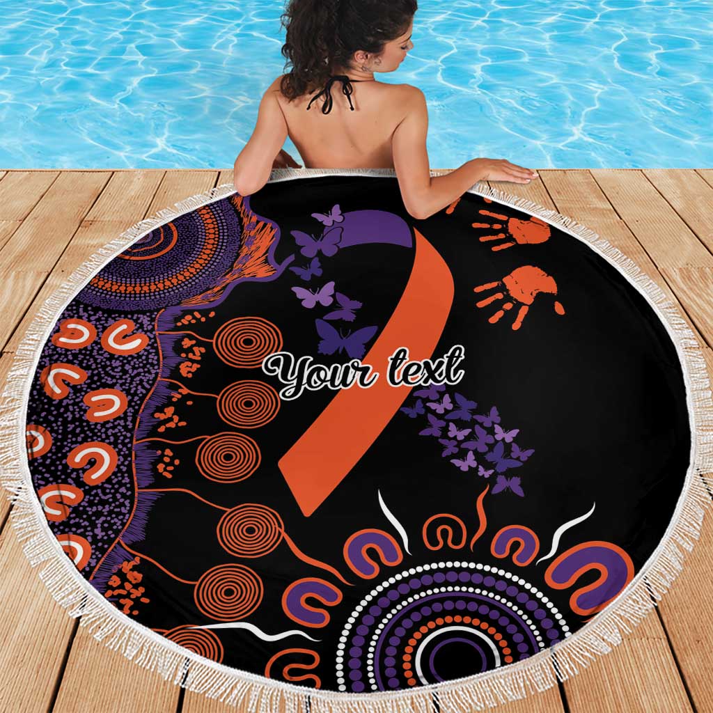 Psoriasis Awareness Personalised Beach Blanket Aboriginal Ribbon Dot Painting